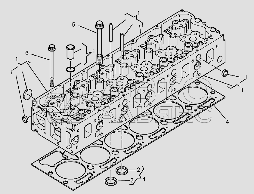 Головка и прокладка головки блока цилиндров ЯМЗ-650.10 (Евро 3-4)