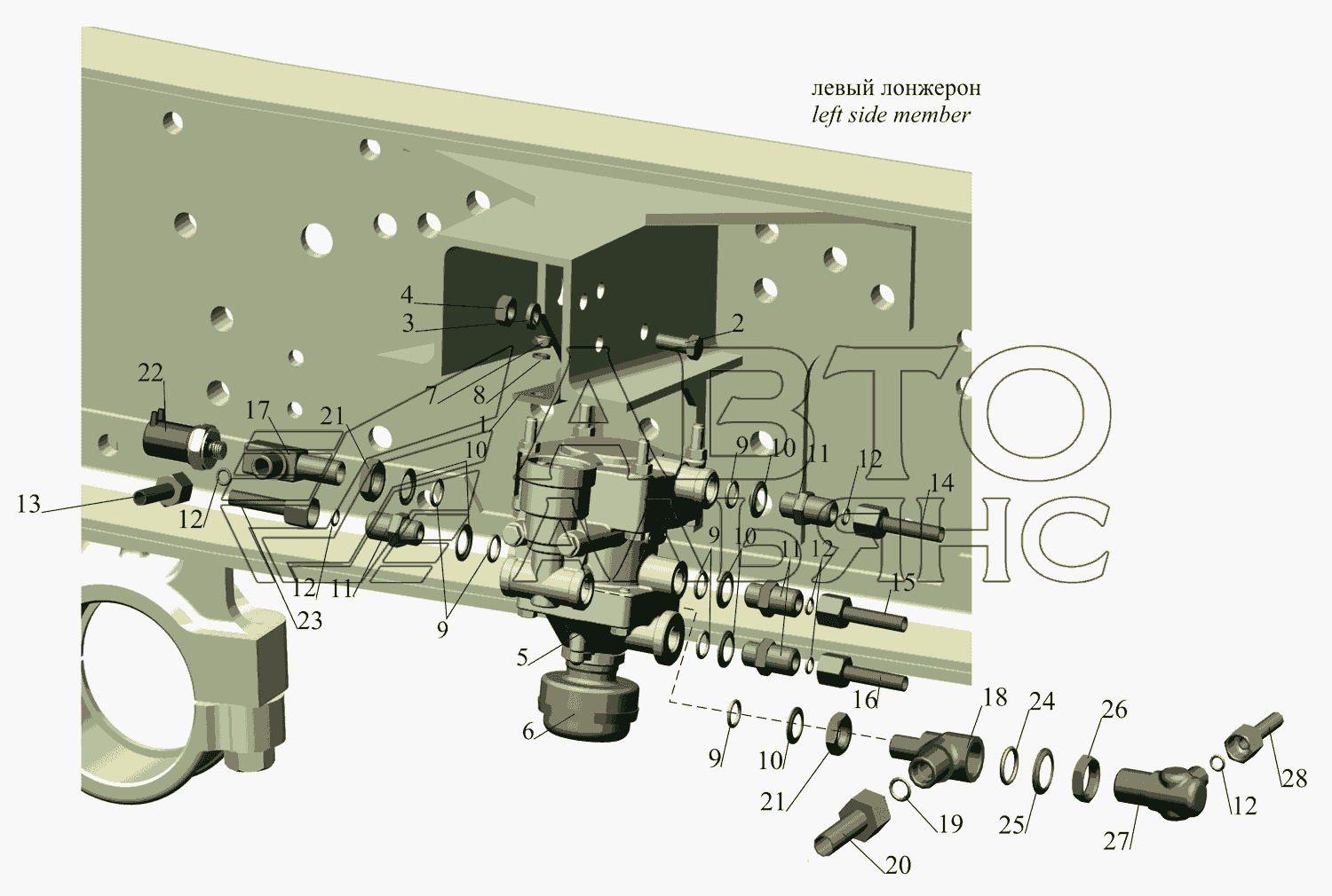 Установка клапана прицепа МАЗ-642505, 642508