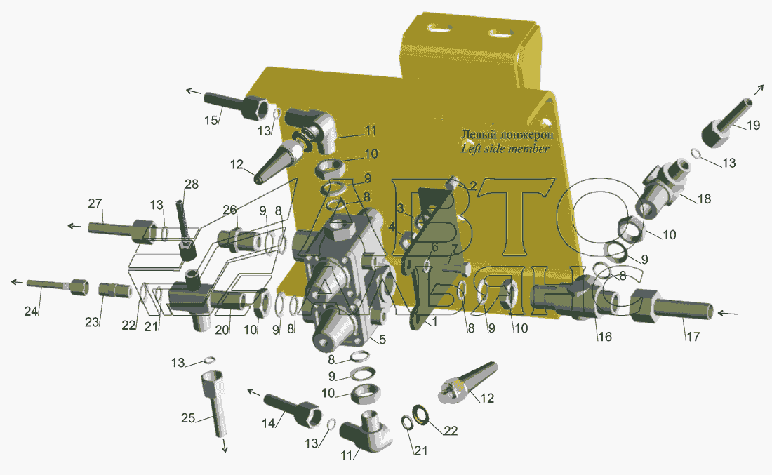 Крепление четырехконтурного клапана МАЗ-437040 (Зубренок)