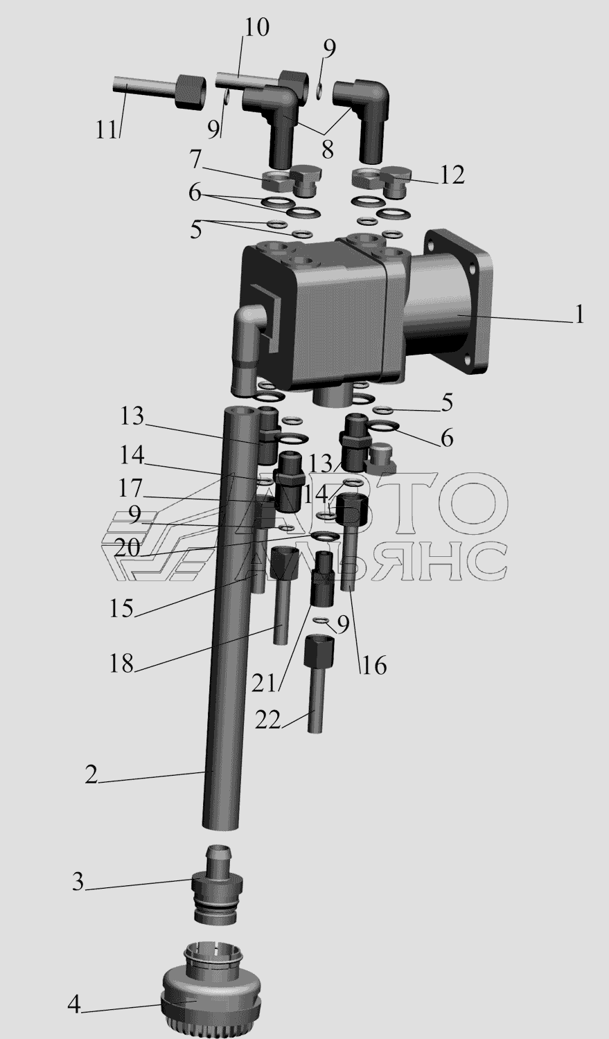 Тормозной кран и присоединительная арматура МАЗ-437130 (Зубренок)