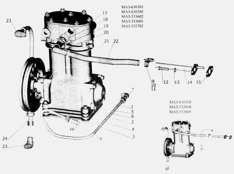 Установка пневмокомпрессора МАЗ  5336