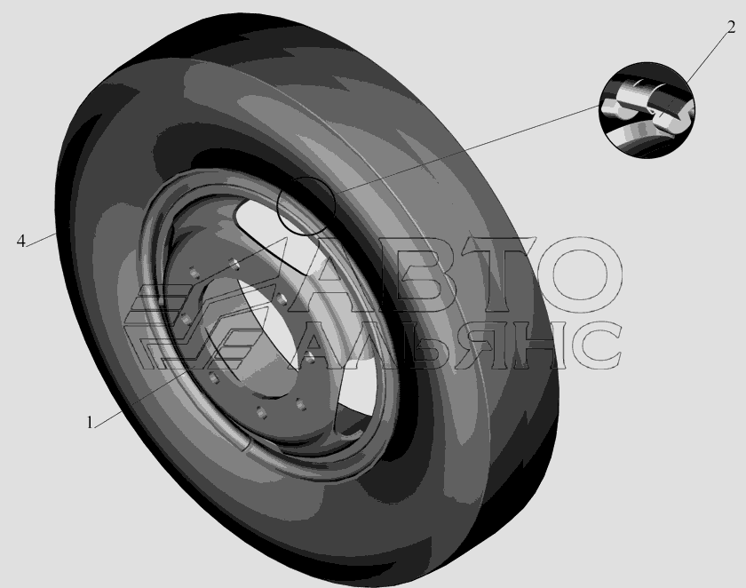 Колесо и шина 457041-3101011 МАЗ-437041 (Зубренок)