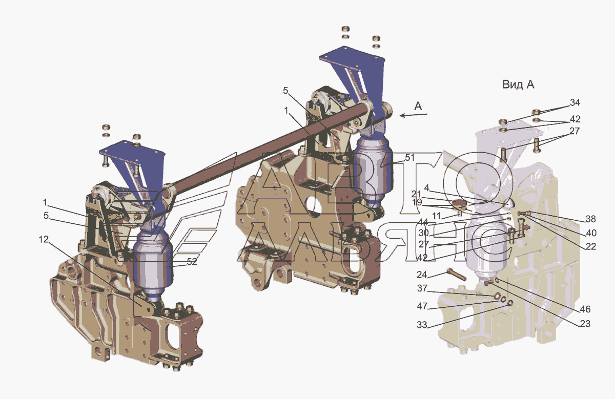 Переднее подрессоривание кабины 643019-5001700 МАЗ-5440E9