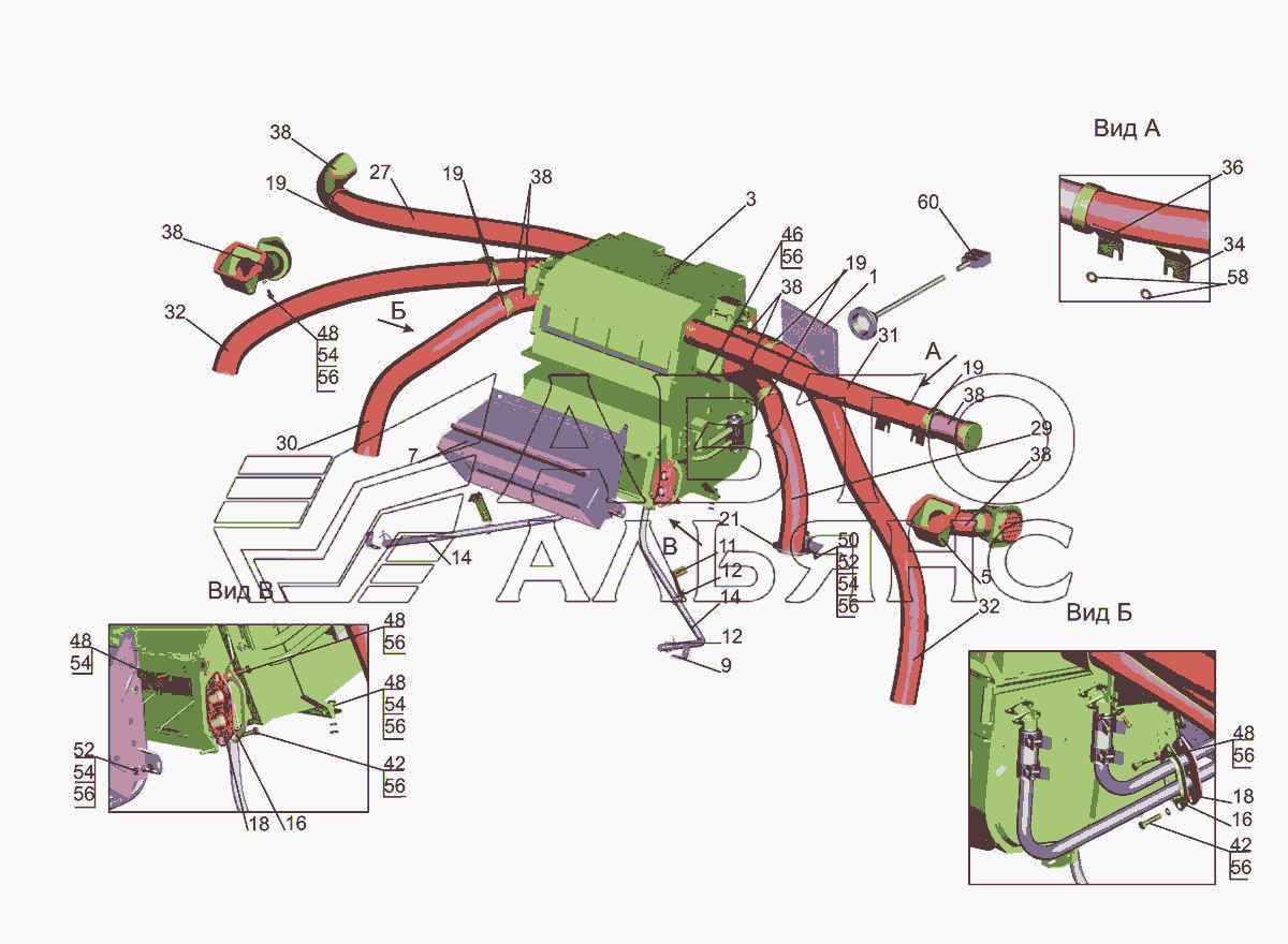 Установка отопителя 631019-8100001-010 МАЗ-5440E9