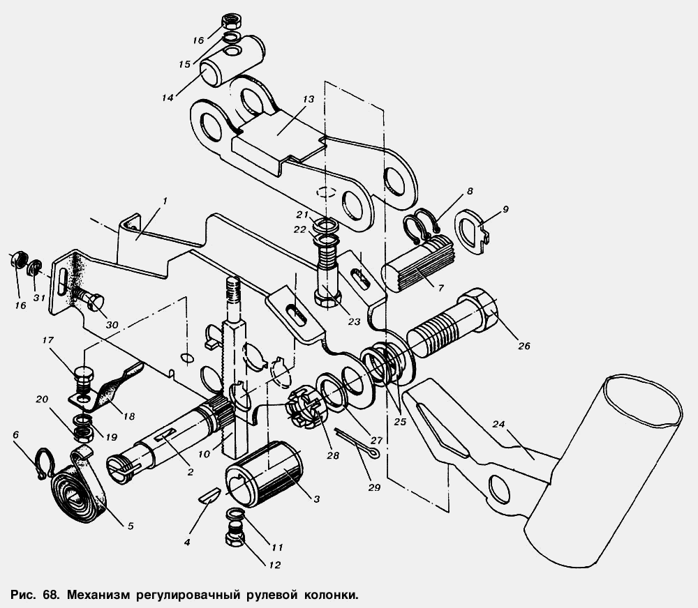 Механизм регулировочный рулевой колонки МАЗ  53363