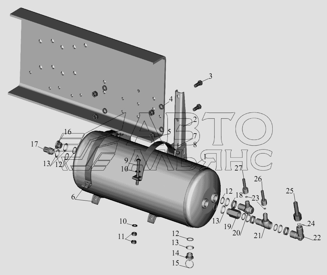 Установка ресивера и присоединительной арматуры МАЗ-631236