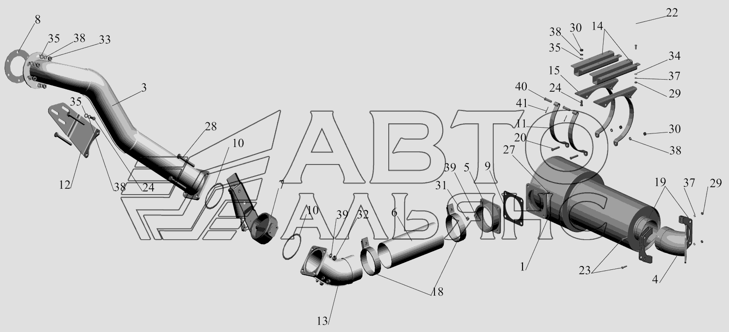 Установка системы выпуска газов 631705-1200001-040 МАЗ-631705