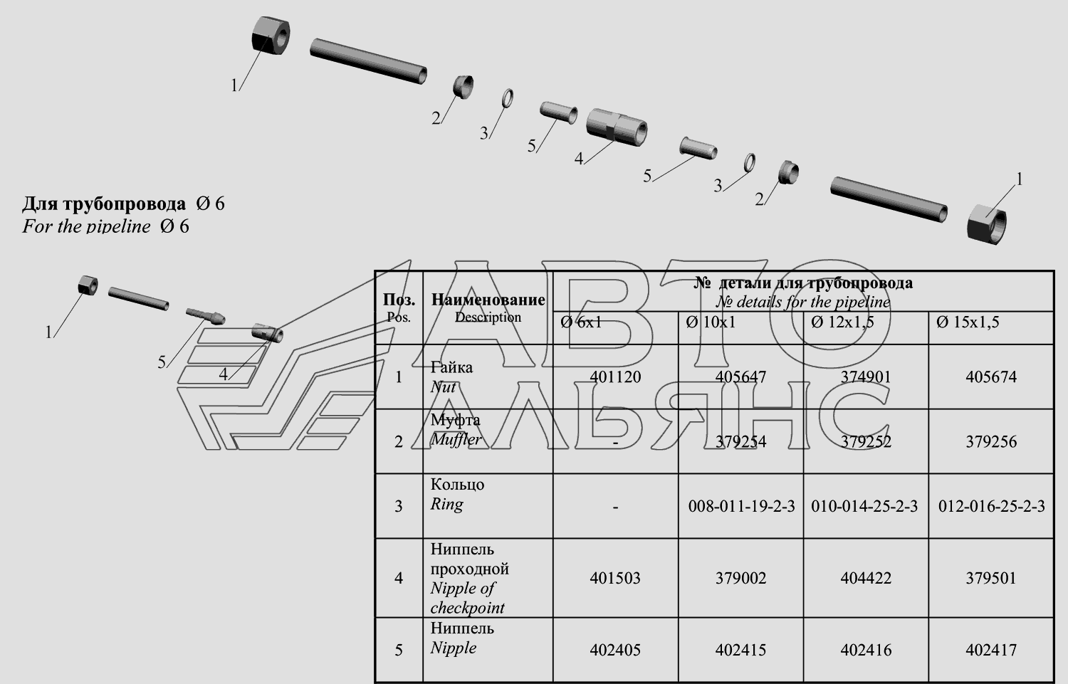 Соединение для ремонта поврежденных трубопроводов МАЗ-631705