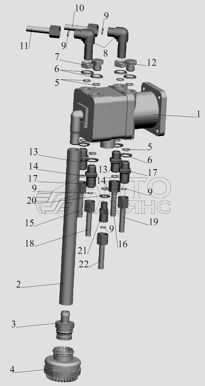 Тормозной кран и присоединительная арматура МАЗ-6430A8 (5440A8, 5440A5)