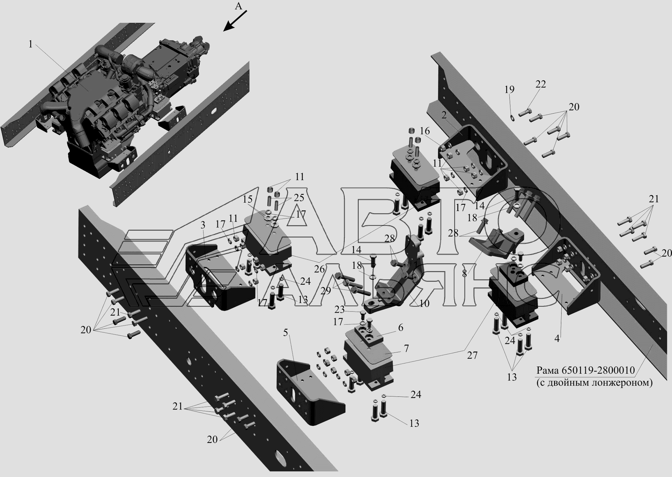 Крепление двигателя МАЗ-650119