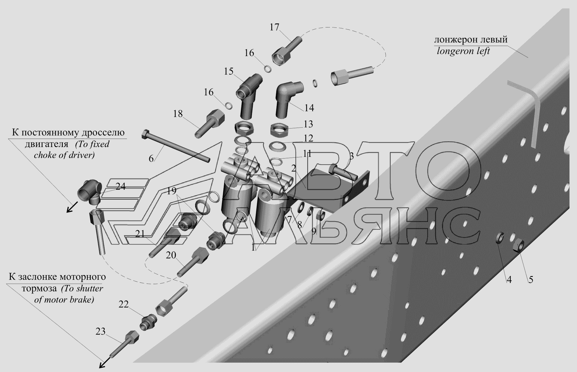 Установка клапанов 472 170 636 0 и присоединительной арматуры МАЗ-650119