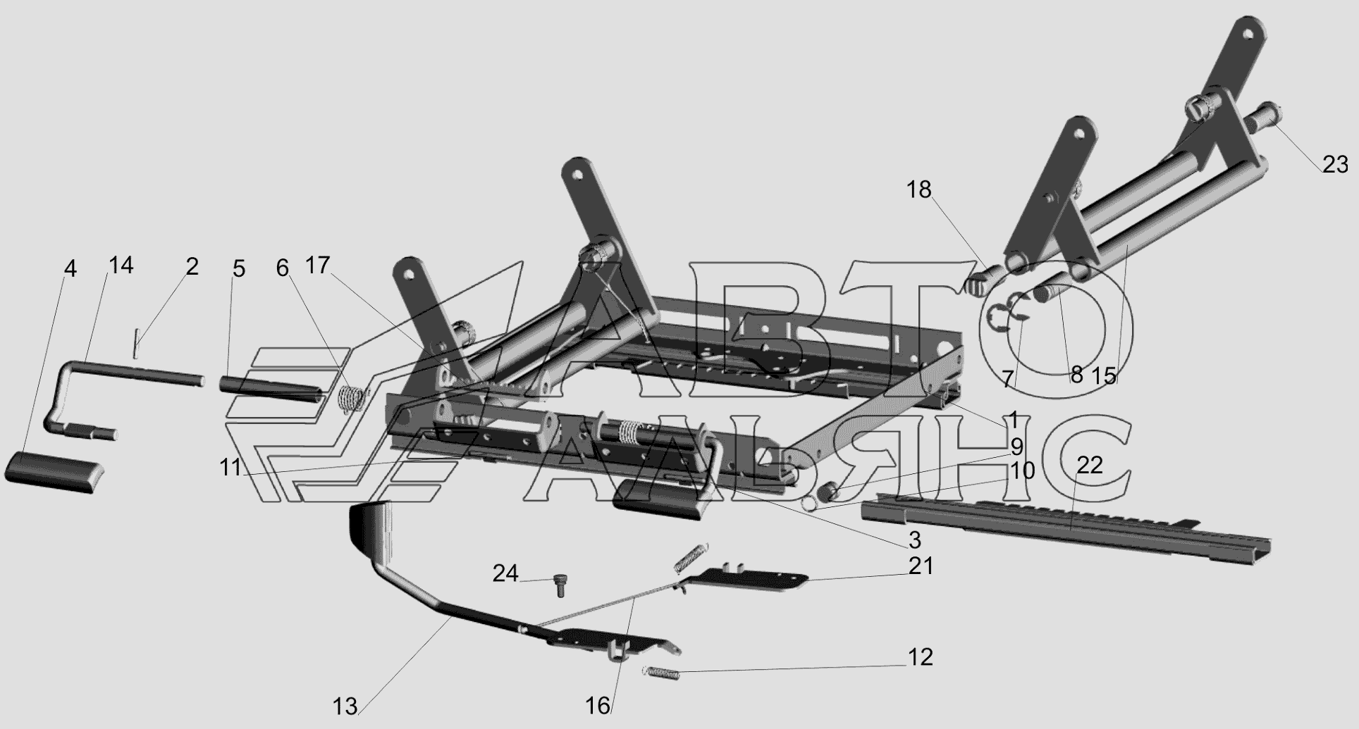 Механизм регулирования высоты МАЗ-650119