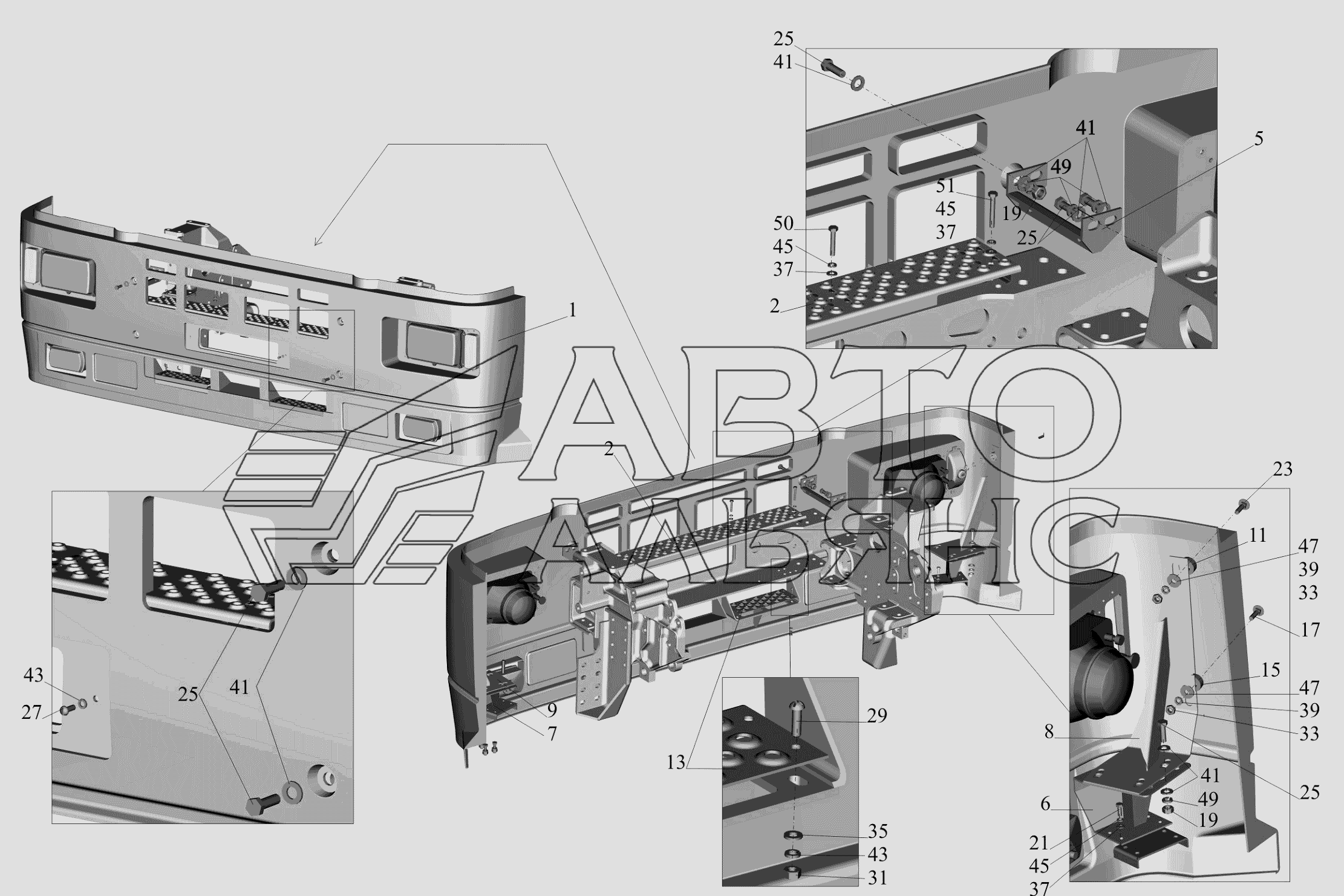 Установка бампера и фар 544019-2803006 МАЗ-650119