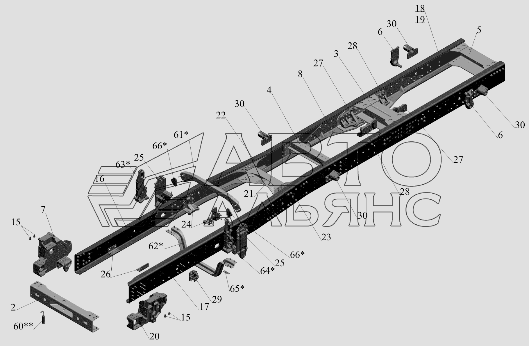 Рамы 650119-2800010 (650119-2801002) МАЗ-650119