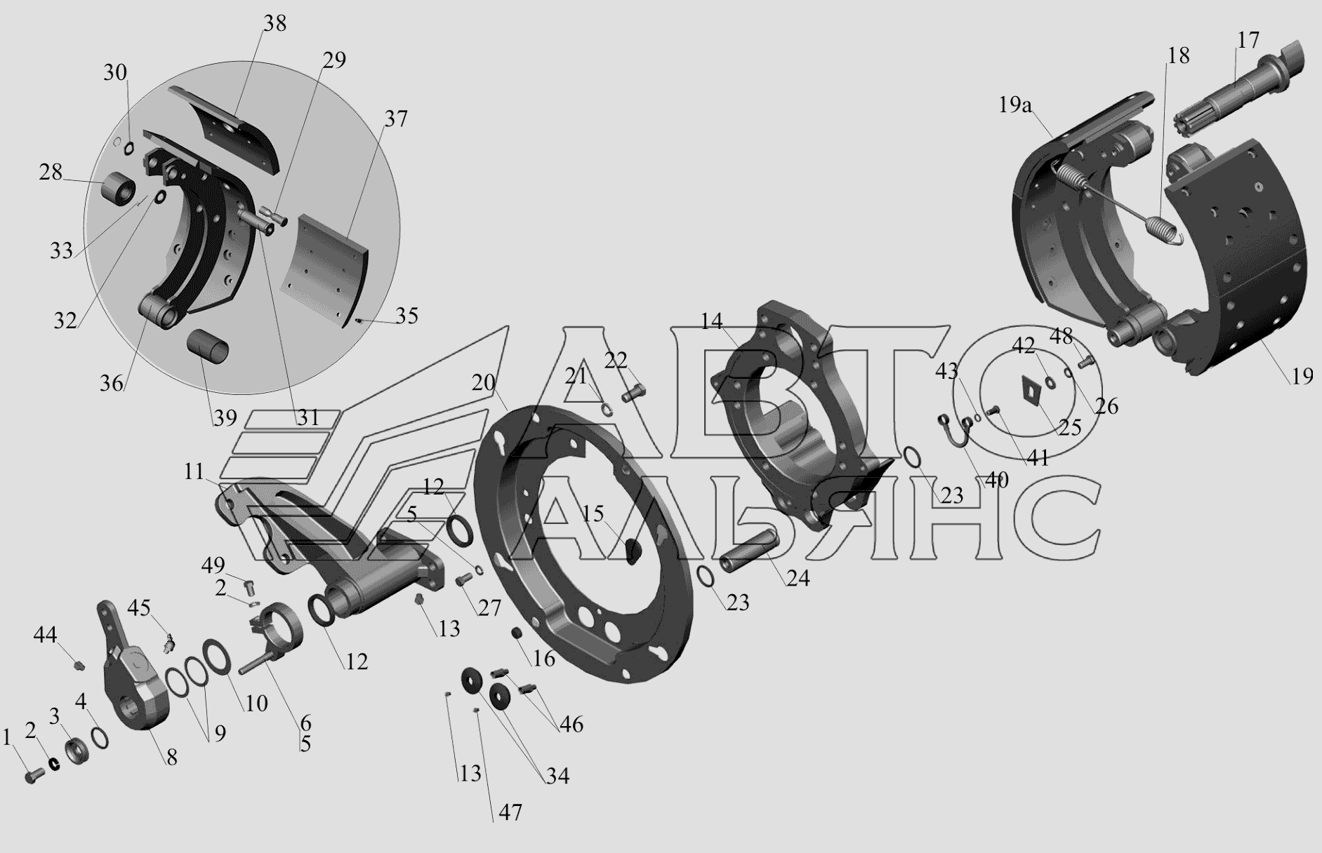 Тормозной механизм передних колес 6516-3501004 (6516-3501005) МАЗ-650119