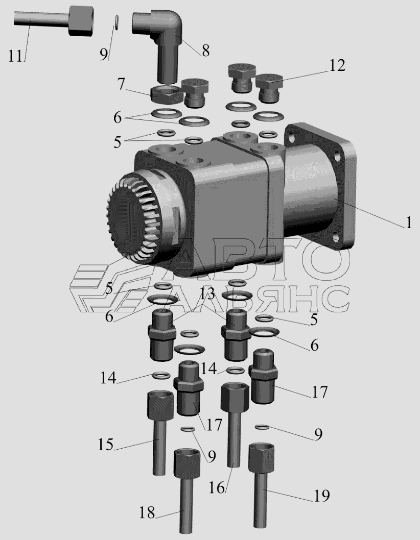 Тормозной кран и присоединительная арматура МАЗ-650119
