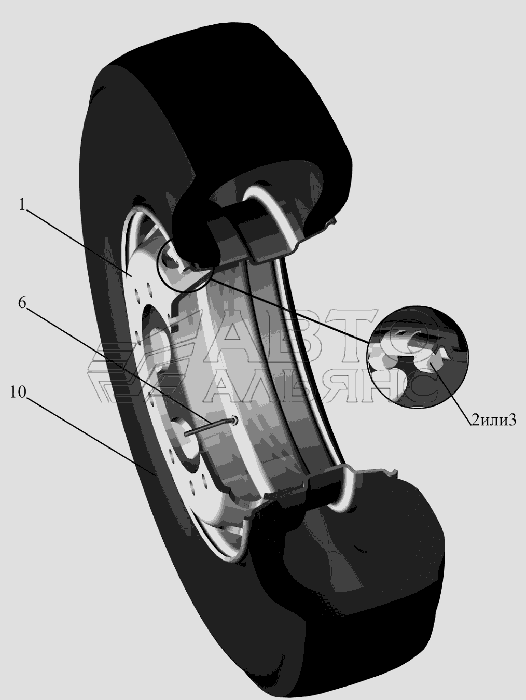 Колесо и шина МАЗ-6516V8-520 (6516V8-540)