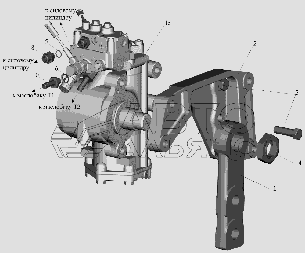 Рулевой механизм с кронштейном 6516V8-3400006-000 МАЗ-6516V8-520 (6516V8-540)