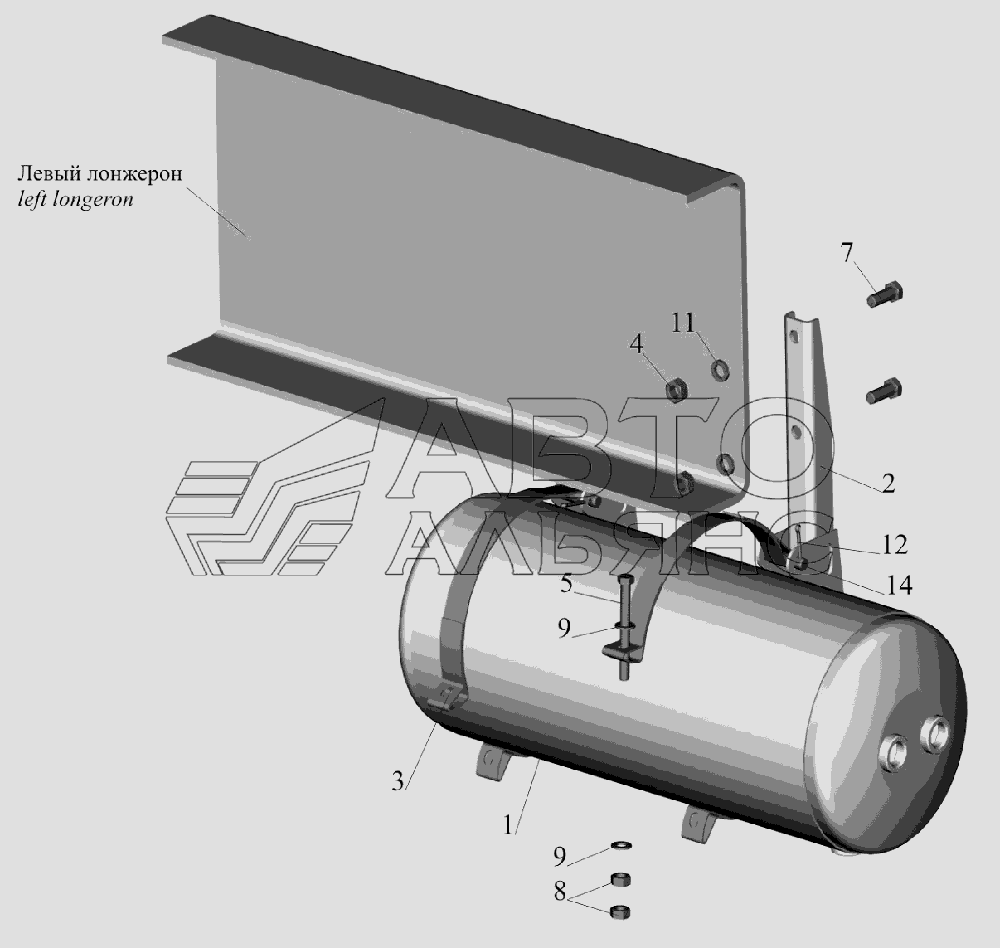 Крепление ресивера 650108-3513006 МАЗ-6516V8-520 (6516V8-540)