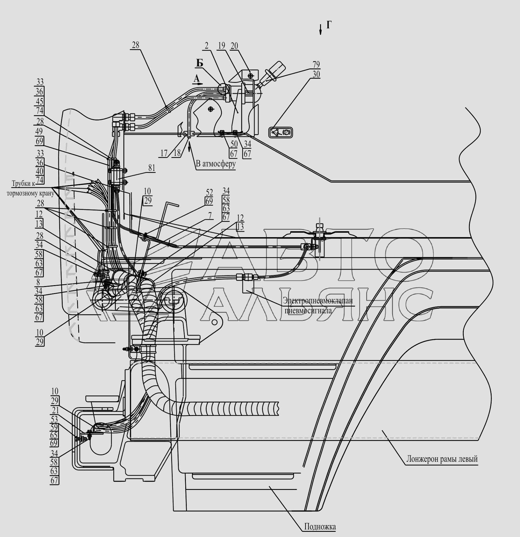 Привод стояночного тормоза 6516V8-3537006-000 МАЗ-6516V8-520 (6516V8-540)