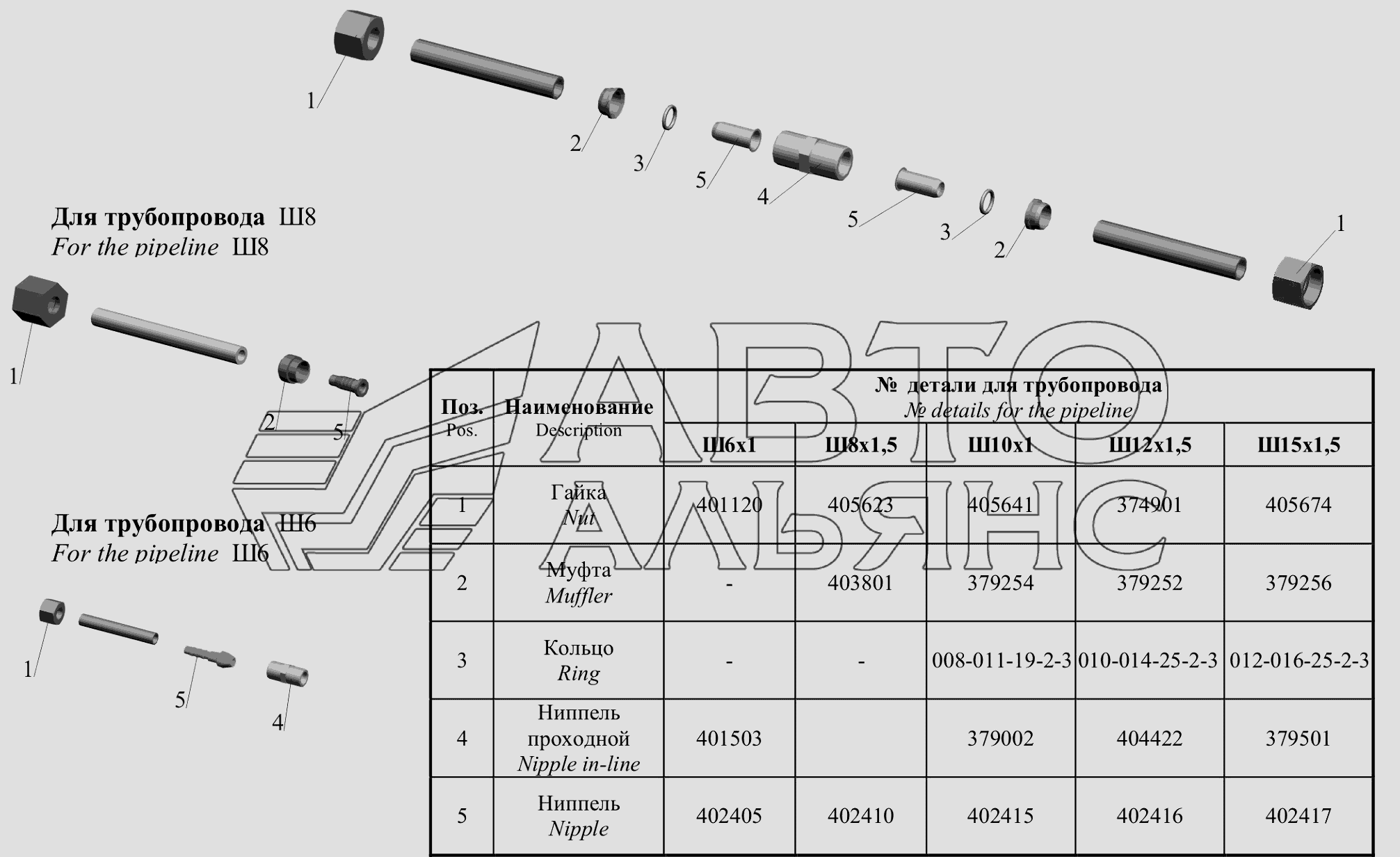 Соединение для ремонта поврежденных трубопроводов МАЗ-6516V8-520 (6516V8-540)