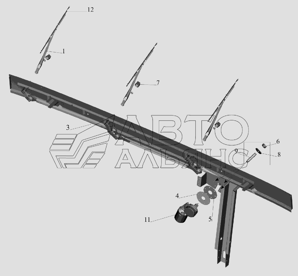 Установка стеклоочистителя 6430-3700041-001 МАЗ-6516V8-520 (6516V8-540)