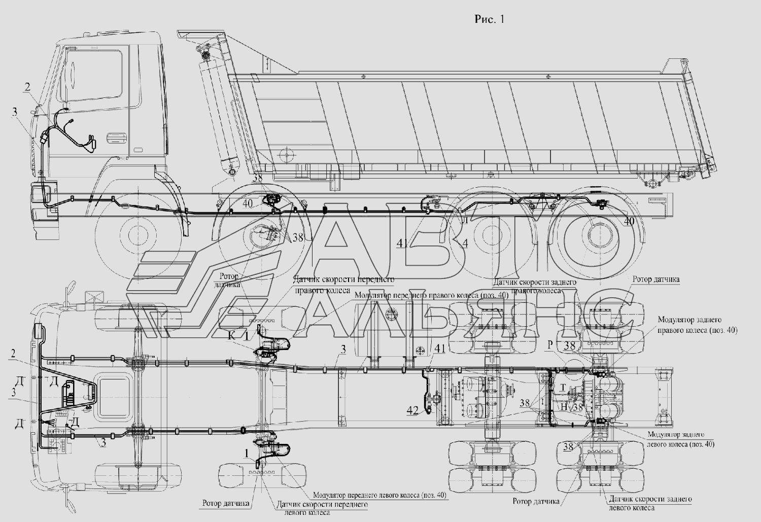 Установка электрооборудования АБС тормозов МАЗ-6516V8-520 (6516V8-540)