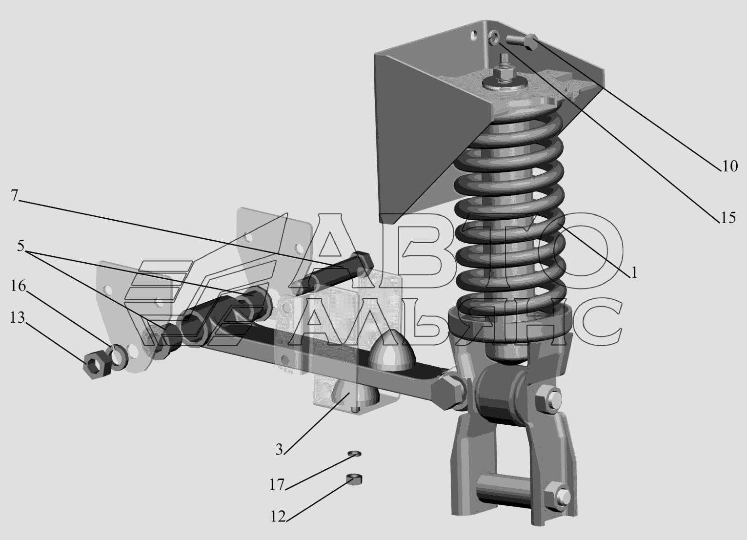 Заднее подрессоривание 6501-5001800-010 МАЗ-6516V8-520 (6516V8-540)