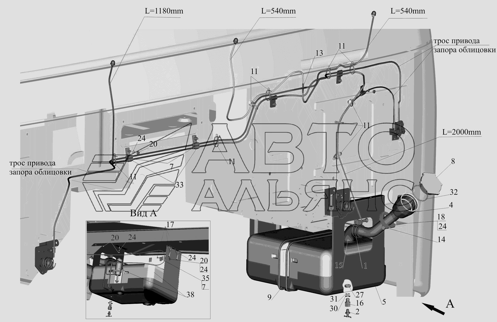 Установка омывателя 6430-5200008 МАЗ-6516V8-520 (6516V8-540)