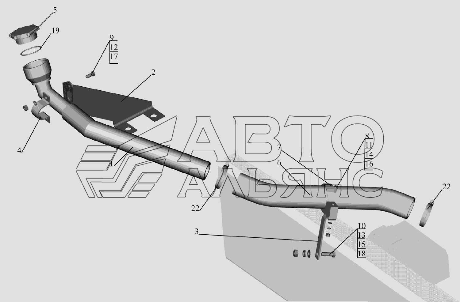 Установка системы заливки и контроля уровня масла 6516V8-1018002-000 МАЗ-6516V8-520 (6516V8-540)