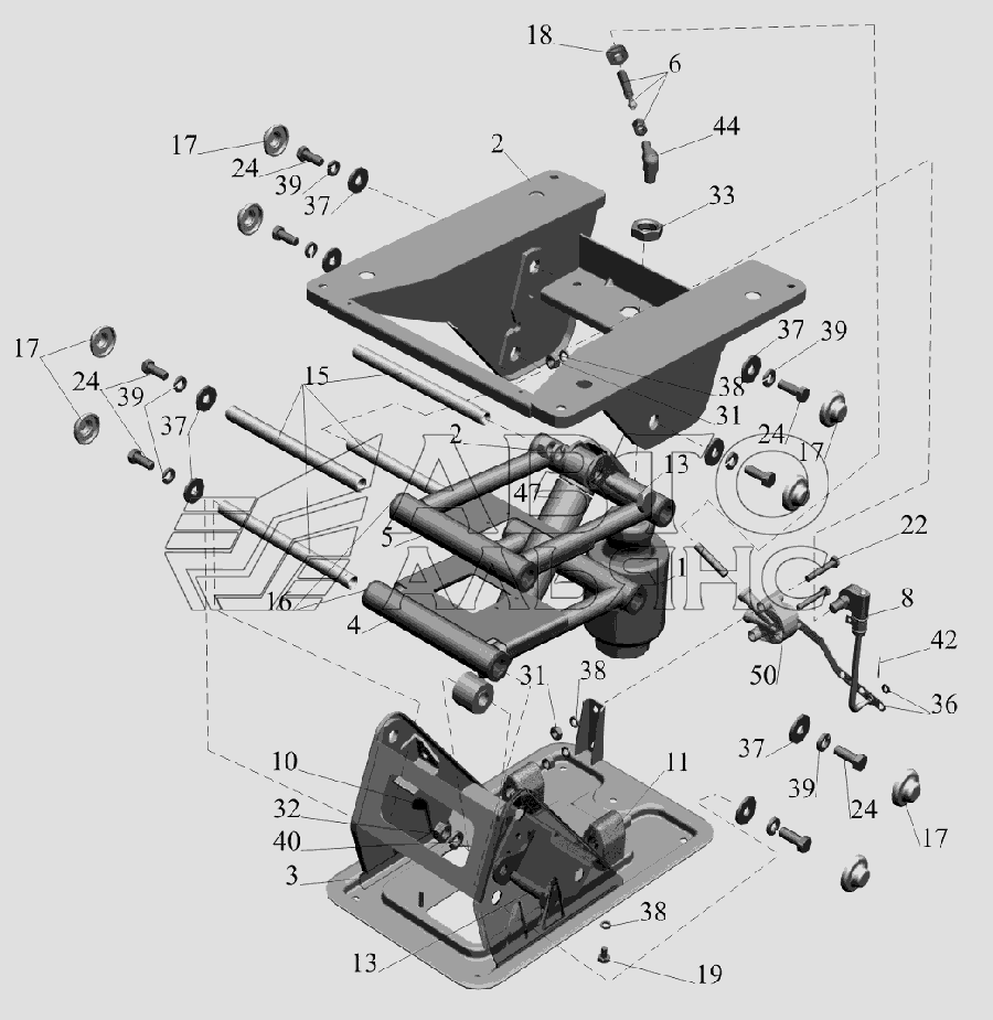 Подставка сиденья с пневмооборудованием 6430-6807006-010 МАЗ-6516V8-520 (6516V8-540)