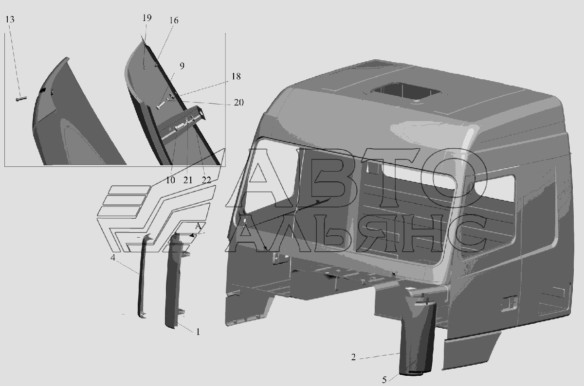 Установка щитков 6430-8400014 МАЗ-6516V8-520 (6516V8-540)