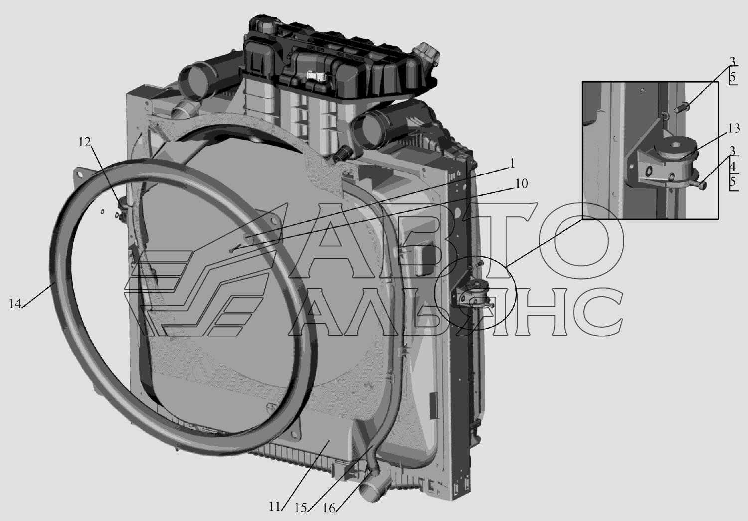 Радиатор с кожухом 6516V8-1301009-000 МАЗ-6516V8-520 (6516V8-540)