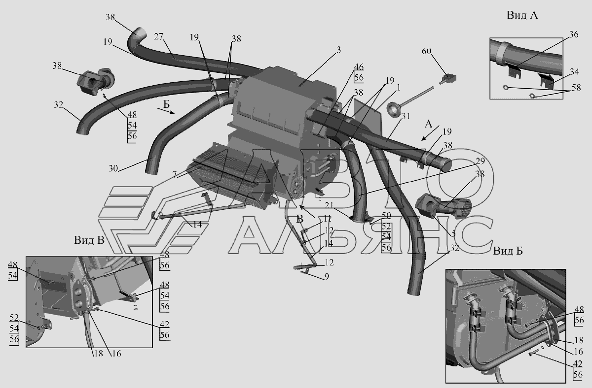Установка отопителя 631019-8100001-010 МАЗ-6516V8-520 (6516V8-540)