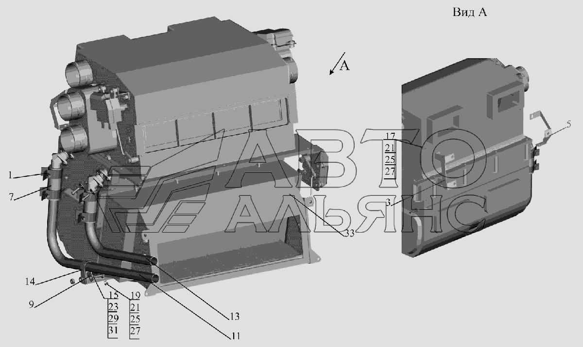 Отопитель 631019-8101010-010 МАЗ-6516V8-520 (6516V8-540)