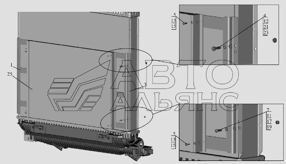 Установка конденсатора 6516V8-8100034-000 МАЗ-6516V8-520 (6516V8-540)