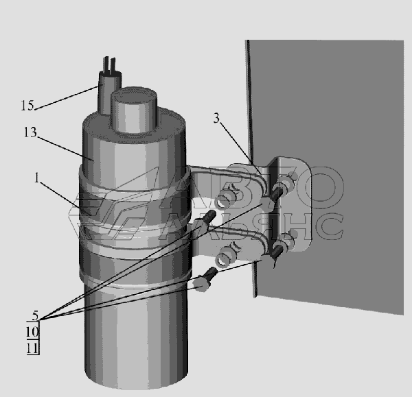 Установка ресивера-осушителя 6516V8-8100036-000 МАЗ-6516V8-520 (6516V8-540)