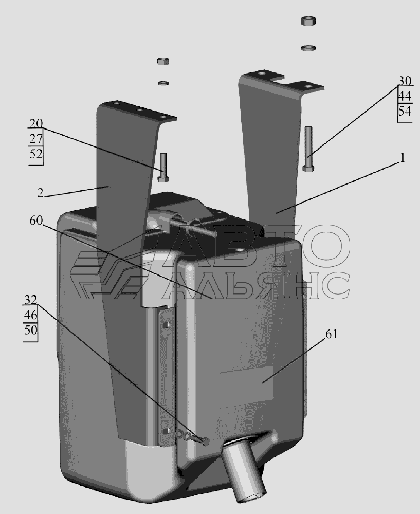 Крепление бака 6516V8-1401002-000 МАЗ-6516V8-520 (6516V8-540)