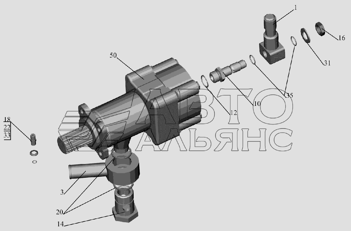 Установка коробки отбора мощности и насоса 651669-8600007 МАЗ-6516V8-520 (6516V8-540)