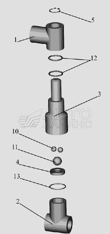 Клапан обратный с арматурой 551639-8609238 МАЗ-6516V8-520 (6516V8-540)