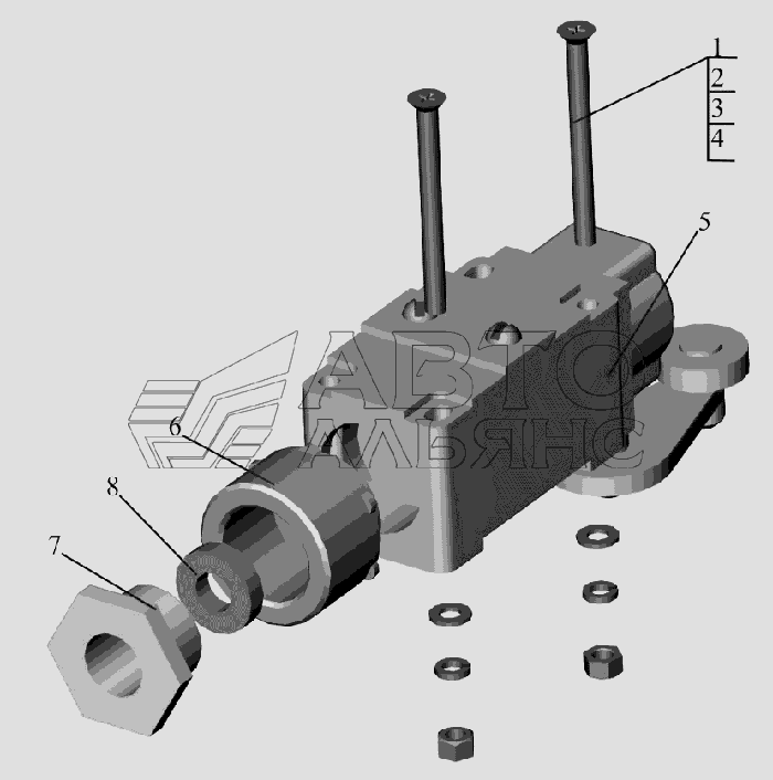 Установка выключателя 651608-8600024 МАЗ-6516V8-520 (6516V8-540)