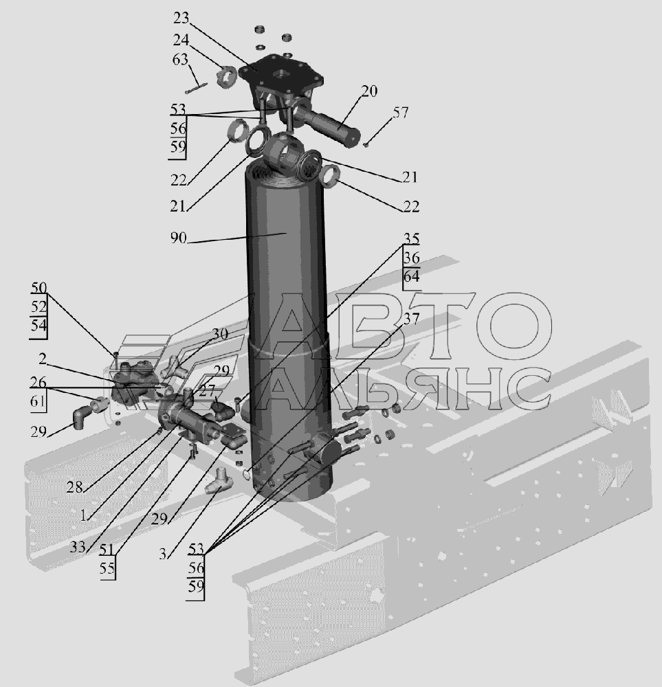 Установка цилиндра и клапанов 651608-8603500 МАЗ-6516V8-520 (6516V8-540)