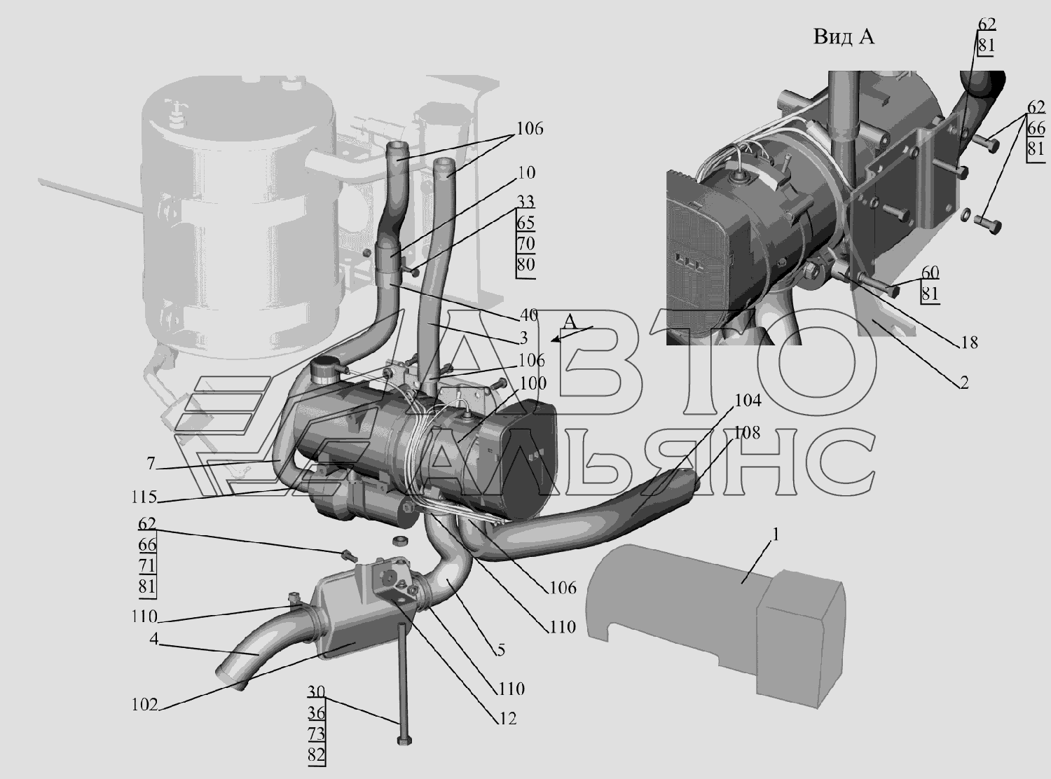 Крепление подогревателя 6516V8-1015001-010 МАЗ-6516V8-520 (6516V8-540)