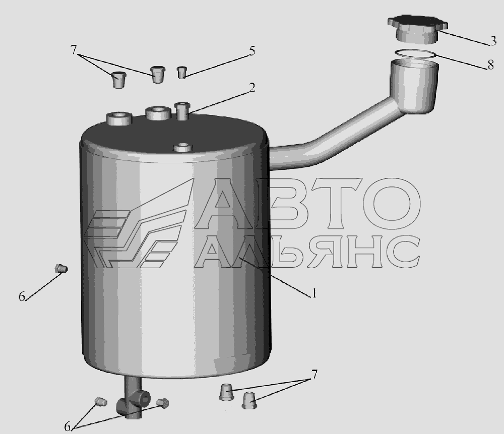 Бачок топливный 544004-1015910 МАЗ-6516V8-520 (6516V8-540)