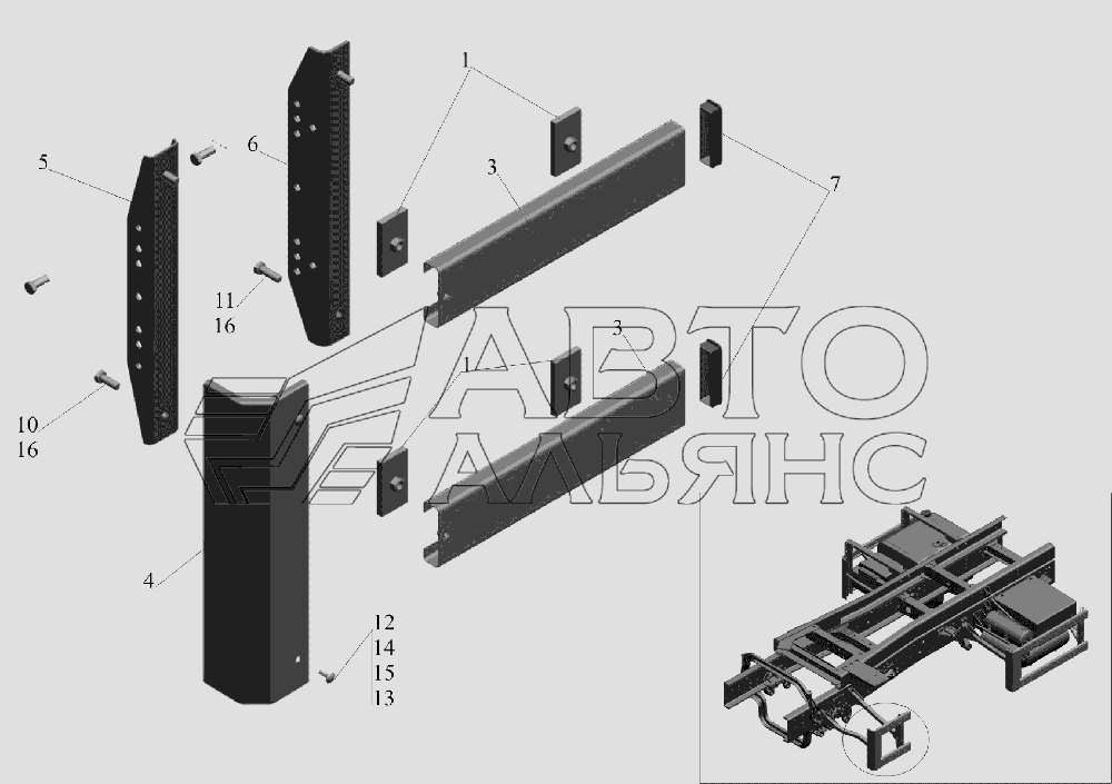 Боковое ограждение 6516V8-2815019-000 МАЗ-6516V8-520 (6516V8-540)