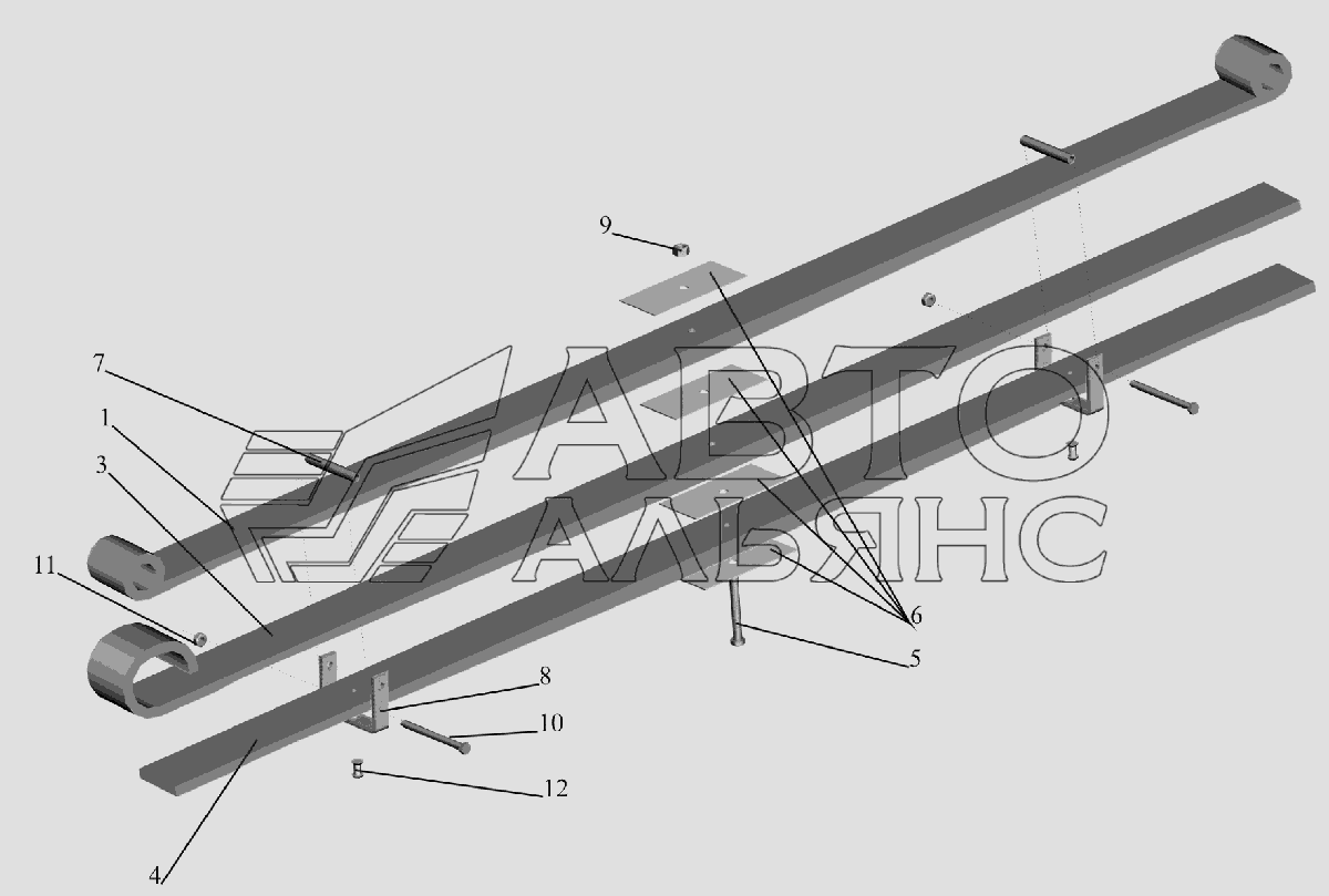 Рессора передняя 6516V8-2902012-000 МАЗ-6516V8-520 (6516V8-540)