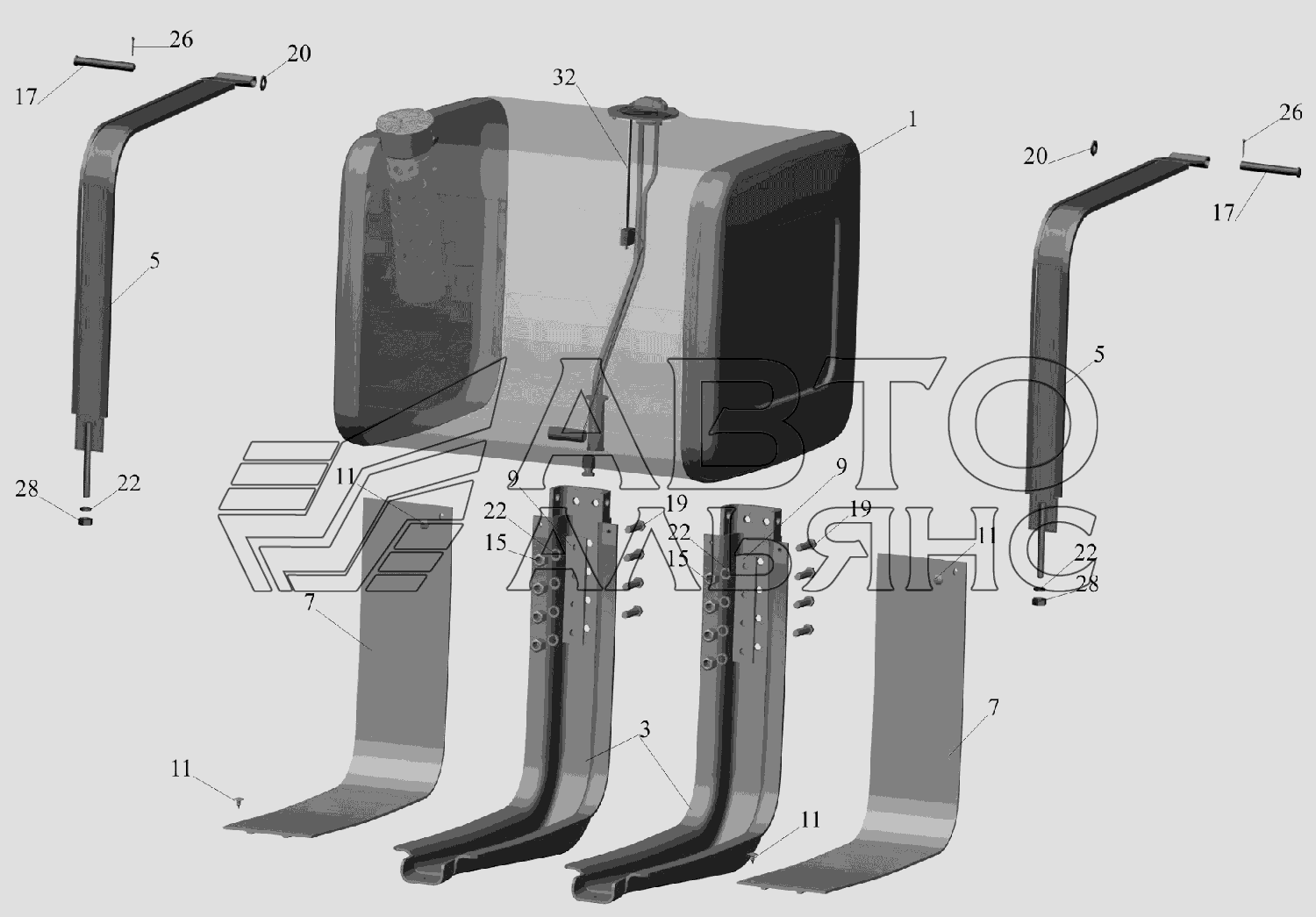 Крепление топливного бака 6516V8-1101002-000 МАЗ-6516V8-520 (6516V8-540)