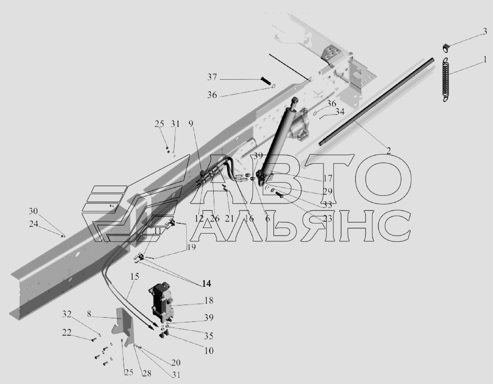 Механизм подъема кабины 651705-5000040 МАЗ-651705