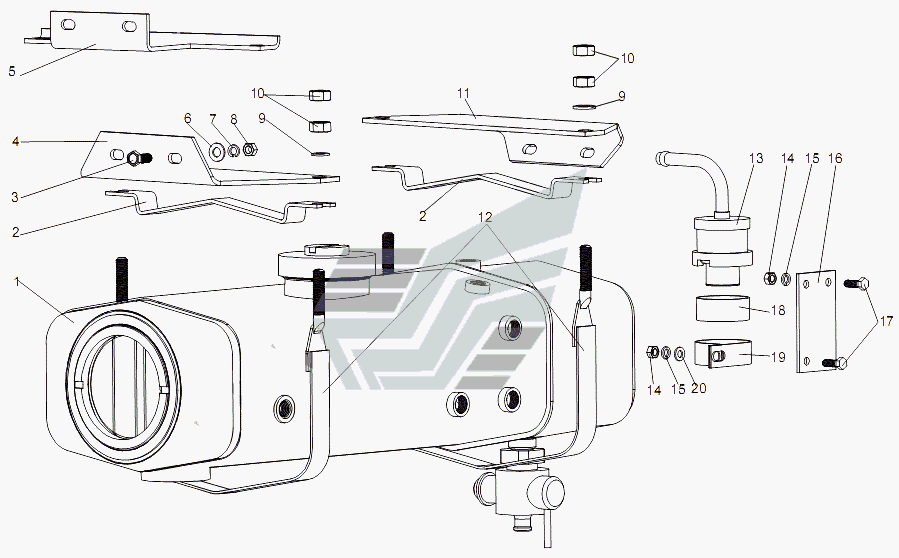 Установка бачка расширительного и редукционного клапана МАЗ-74131