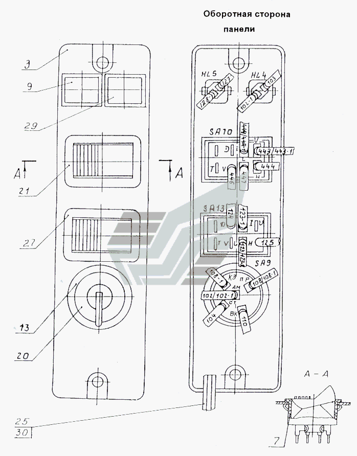 Панель переключателей МАЗ-74131